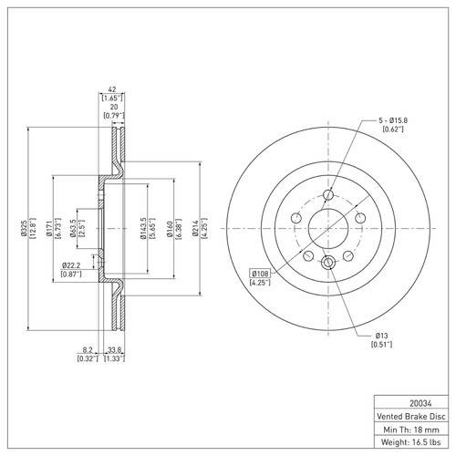 R1 17-20 Jaguar I-Pace Rear Brake Rotor