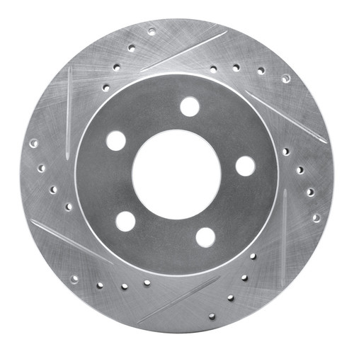 R1 90-99 Jeep Cherokee Front Left Drilled & Slotted Silver Brake Rotor