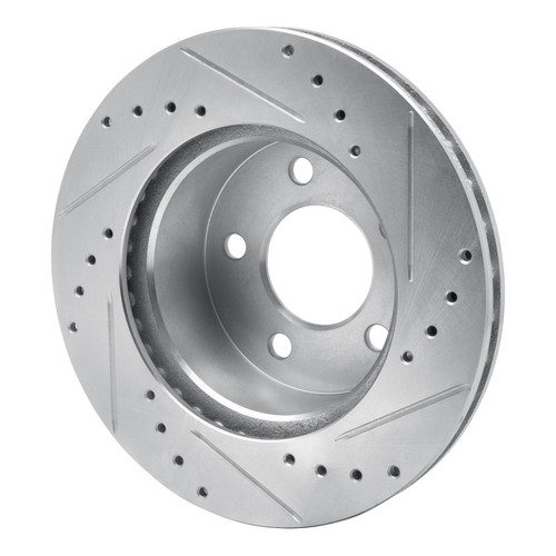 R1 90-99 Jeep Cherokee Front Left Drilled & Slotted Silver Brake Rotor