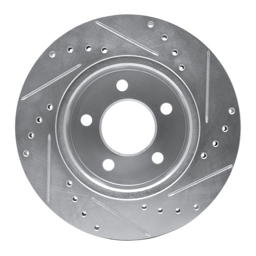 R1 90-99 Jeep Cherokee Front Left Drilled & Slotted Silver Brake Rotor