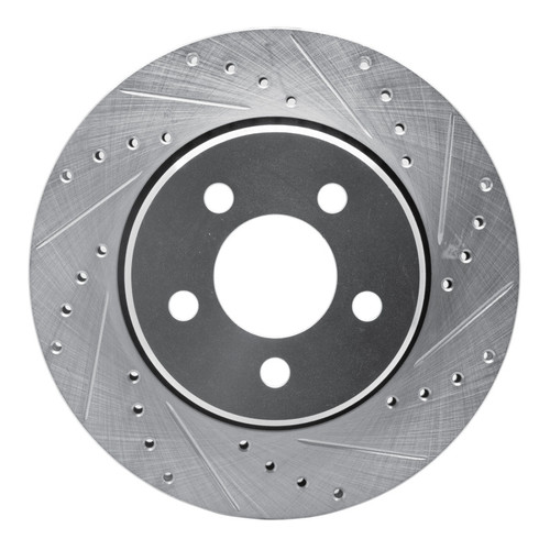 R1 07-12 Dodge Nitro Front Right Drilled & Slotted Silver Brake Rotor