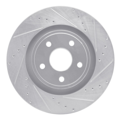 R1 06-10 Jeep Grand Cherokee Front Right Drilled & Slotted Silver Brake Rotor