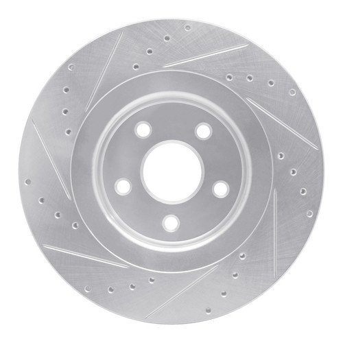 R1 06-10 Jeep Grand Cherokee Front Right Drilled & Slotted Silver Brake Rotor