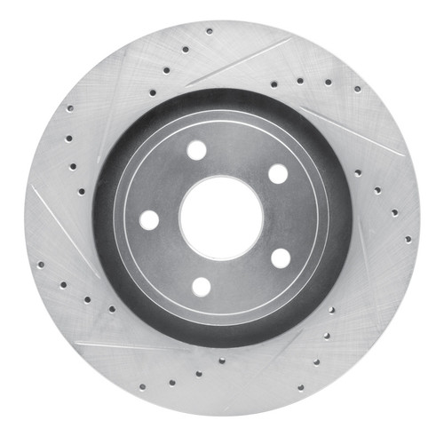 R1 06-10 Jeep Grand Cherokee Front Left Drilled & Slotted Silver Brake Rotor