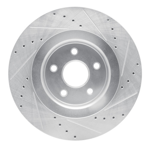 R1 06-10 Jeep Grand Cherokee Front Left Drilled & Slotted Silver Brake Rotor