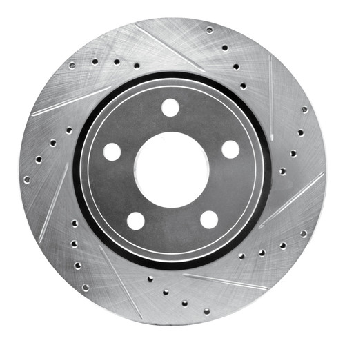 R1 05-10 Jeep Grand Cherokee Front Right Drilled & Slotted Silver Brake Rotor