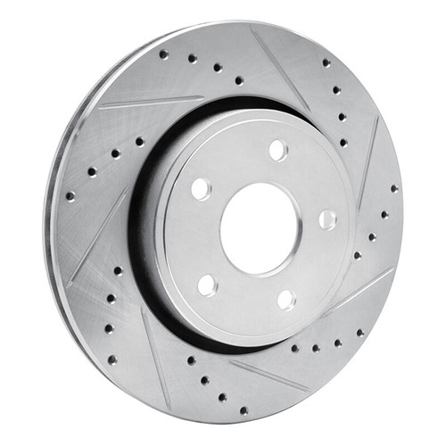 R1 05-10 Jeep Grand Cherokee Front Right Drilled & Slotted Silver Brake Rotor