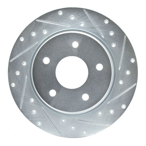 R1 08-16 Chrysler Town & Country Rear Right Drilled & Slotted Silver Brake Rotor