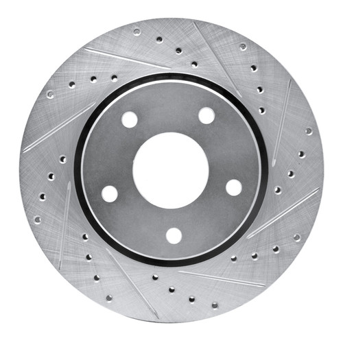 R1 08-16 Chrysler Town & Country Front Right Drilled & Slotted Silver Brake Rotor