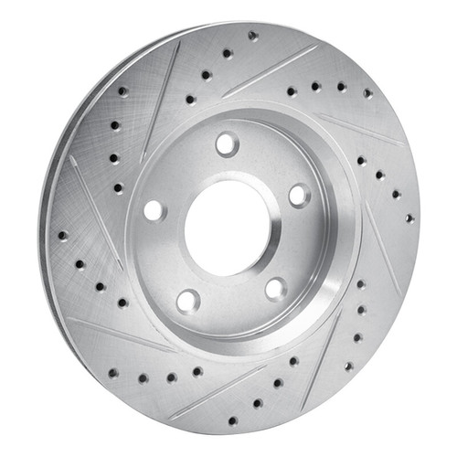 R1 08-16 Chrysler Town & Country Front Right Drilled & Slotted Silver Brake Rotor