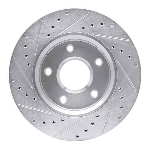 R1 08-16 Chrysler Town & Country Front Right Drilled & Slotted Silver Brake Rotor