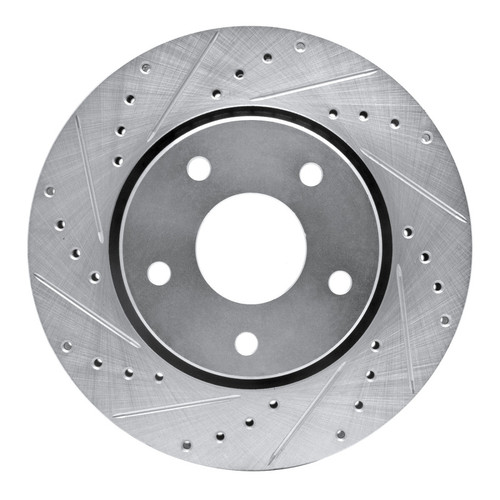 R1 08-16 Chrysler Town & Country Front Left Drilled & Slotted Silver Brake Rotor