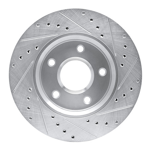 R1 08-16 Chrysler Town & Country Front Left Drilled & Slotted Silver Brake Rotor
