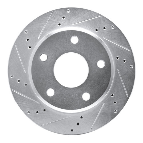 R1 05-11 Dodge Dakota 4WD Front Left Drilled & Slotted Silver Brake Rotor