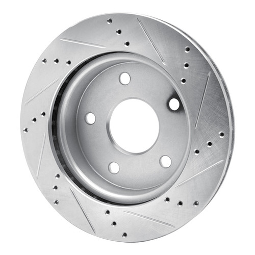 R1 05-11 Dodge Dakota 4WD Front Left Drilled & Slotted Silver Brake Rotor