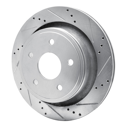 R1 02-24 Chrysler ASPEN Rear Right Drilled & Slotted Silver Brake Rotor