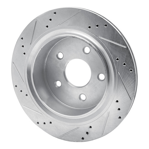 R1 02-24 Chrysler ASPEN Rear Right Drilled & Slotted Silver Brake Rotor