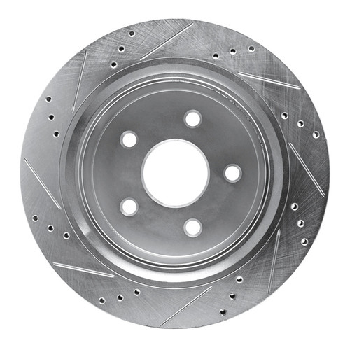R1 02-24 Chrysler ASPEN Rear Right Drilled & Slotted Silver Brake Rotor