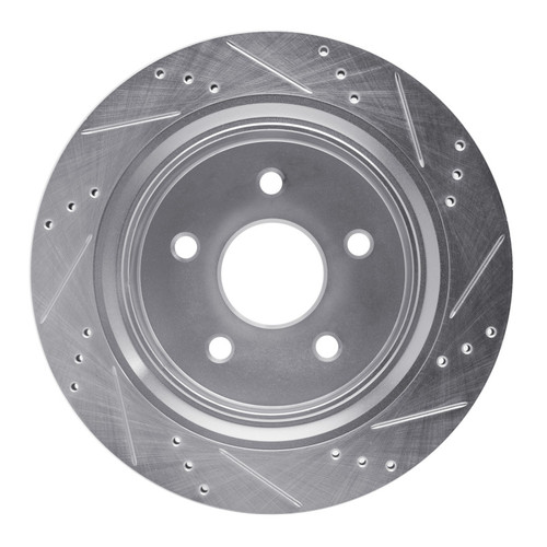 R1 02-24 Chrysler ASPEN Rear Left Drilled & Slotted Silver Brake Rotor