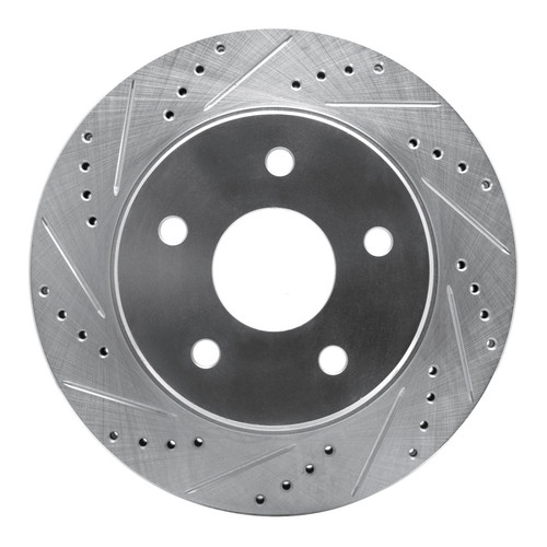 R1 02-24 Chrysler ASPEN Front Right Drilled & Slotted Silver Brake Rotor
