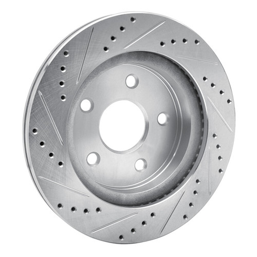 R1 02-24 Chrysler ASPEN Front Right Drilled & Slotted Silver Brake Rotor