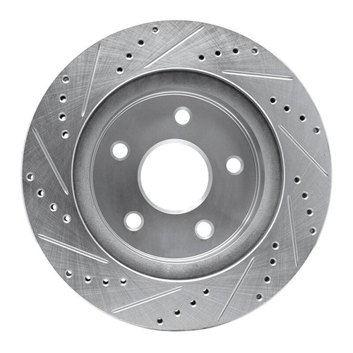 R1 02-24 Chrysler ASPEN Front Right Drilled & Slotted Silver Brake Rotor