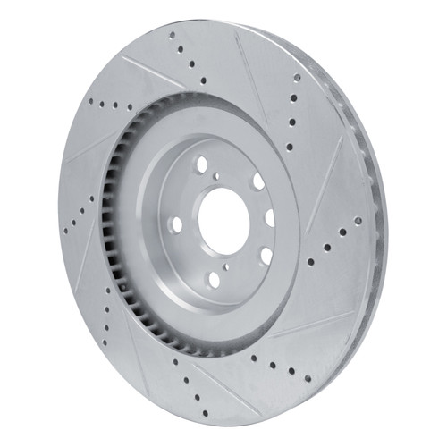 R1 13-25 Lexus RC300 Left Front Drilled & Slotted Silver Brake Rotor