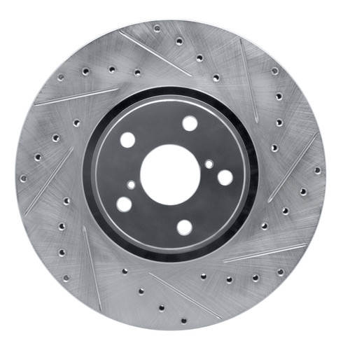 R1 07-11 Lexus GS350 Right Front Drilled & Slotted Silver Brake Rotor