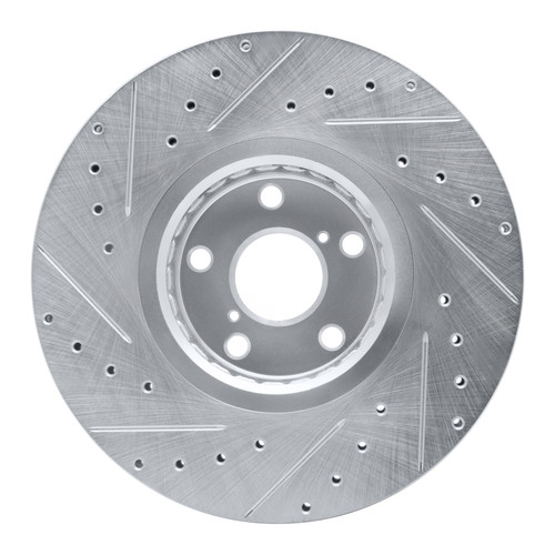 R1 07-11 Lexus GS350 Right Front Drilled & Slotted Silver Brake Rotor