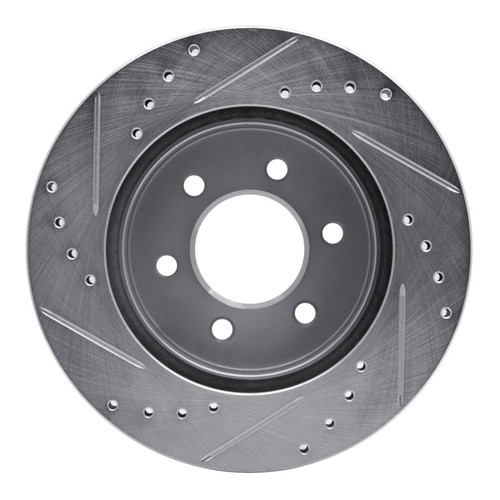 R1 97-02 Dodge Dakota 4WD Front Right Drilled & Slotted Silver Brake Rotor