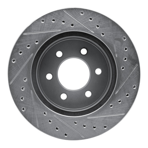 R1 97-02 Dodge Dakota 4WD Front Left Drilled & Slotted Silver Brake Rotor