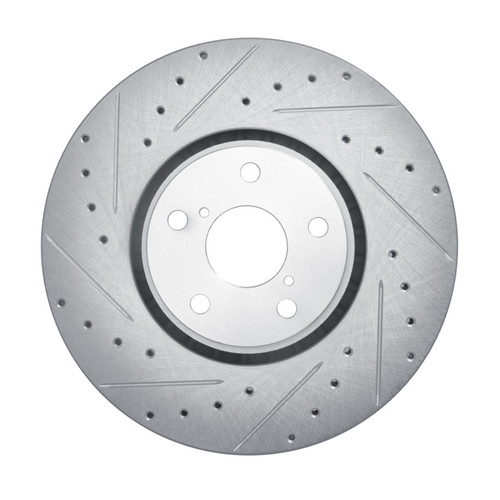 R1 07-11 Lexus GS350 Left Front Drilled & Slotted Silver Brake Rotor
