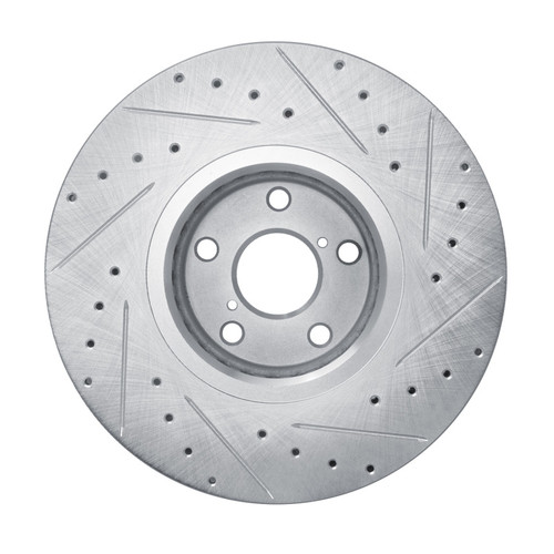 R1 07-11 Lexus GS350 Left Front Drilled & Slotted Silver Brake Rotor