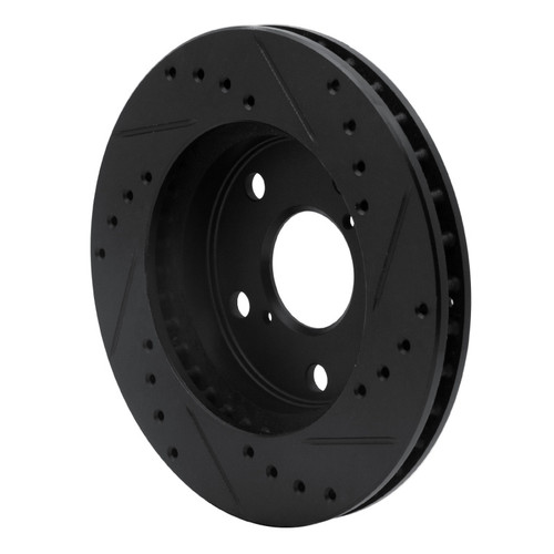 R1 91-95 Toyota MR2 Front Left Drilled & Slotted Black Brake Rotor