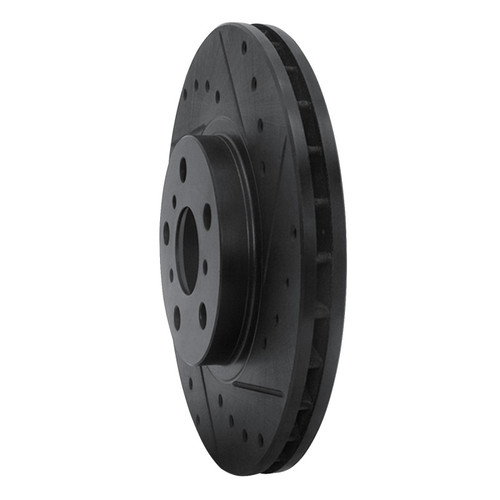 R1 90-93 Toyota Celica Front Right Drilled & Slotted Black Brake Rotor