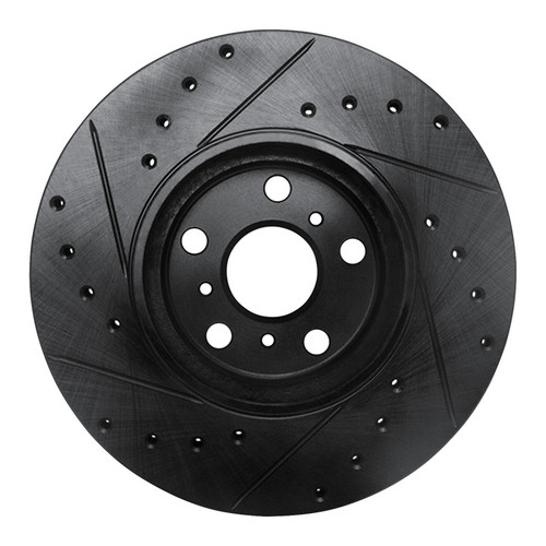 R1 90-93 Toyota Celica Front Right Drilled & Slotted Black Brake Rotor