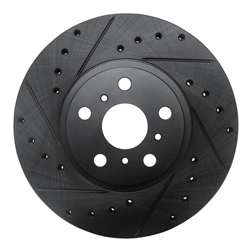 R1 90-93 Toyota Celica Front Left Drilled & Slotted Black Brake Rotor