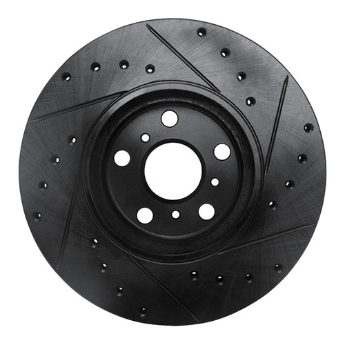 R1 90-93 Toyota Celica Front Left Drilled & Slotted Black Brake Rotor