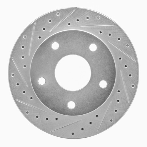 R1 94-99 Dodge Ram 1500 Pickup Front Left Drilled & Slotted Silver Brake Rotor