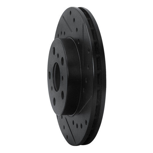 R1 90-91 Toyota Celica Front Right Drilled & Slotted Black Brake Rotor ECB-76044R