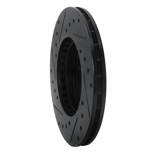 R1 90-91 Toyota Celica Front Right Drilled & Slotted Black Brake Rotor ECB-76044R