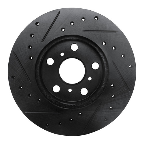 R1 90-91 Toyota Celica Front Right Drilled & Slotted Black Brake Rotor ECB-76044R