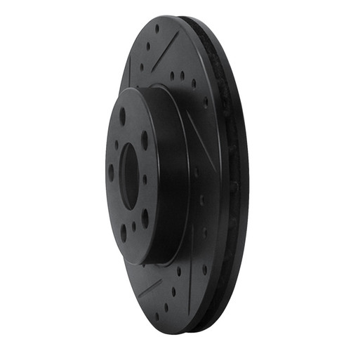 R1 90-91 Toyota Celica Front Left Drilled & Slotted Black Brake Rotor ECB-76044L