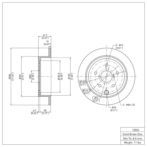 R1 15-21 Subaru WRX Rear Brake Rotor