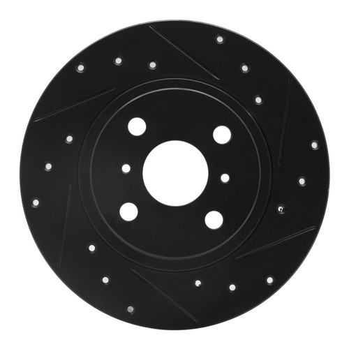 R1 87-89 Toyota MR2 Rear Right Drilled & Slotted Black Brake Rotor