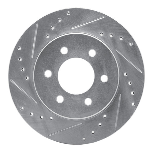 R1 91-96 Dodge Dakota 4WD Front Left Drilled & Slotted Silver Brake Rotor