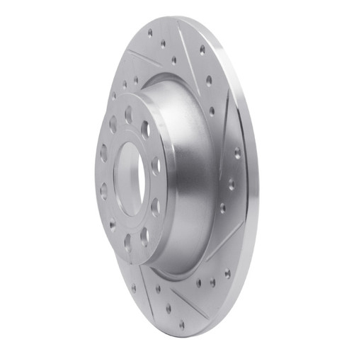 R1 05-18 Audi Q3 Rear Right Drilled & Slotted Silver Brake Rotor