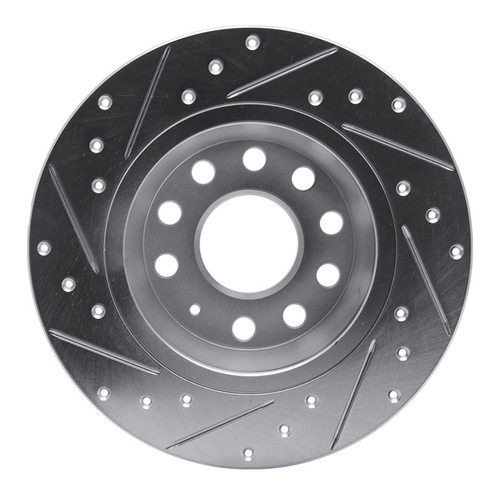 R1 05-18 Audi Q3 Rear Right Drilled & Slotted Silver Brake Rotor