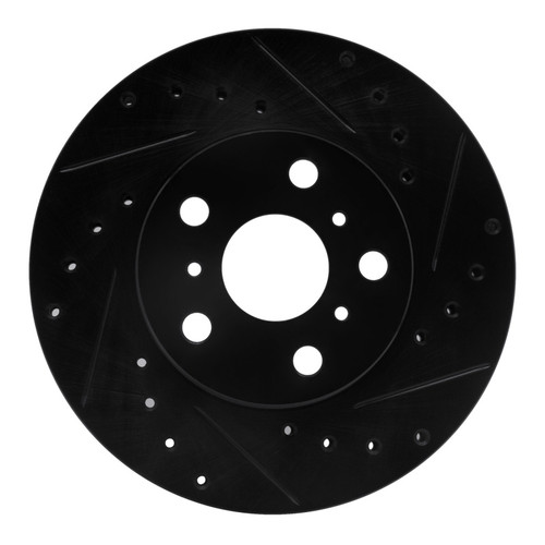 R1 87-91 Toyota Camry Front Right Drilled & Slotted Black Brake Rotor