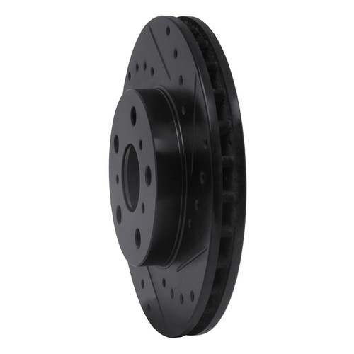 R1 87-91 Toyota Camry Front Right Drilled & Slotted Black Brake Rotor